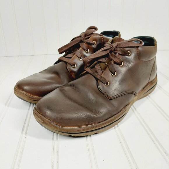 Skechers Harper Melden Men's Casual Lightweight Brown Leather Lace Up Shoes A739 - Picture 2 of 11